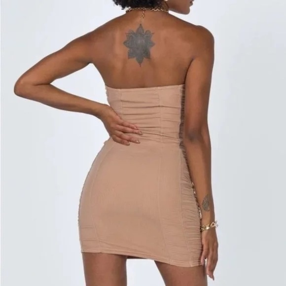 NWT PRINCESS POLLY Clique Bodycon Mini Dress Brown - Picture 5 of 7